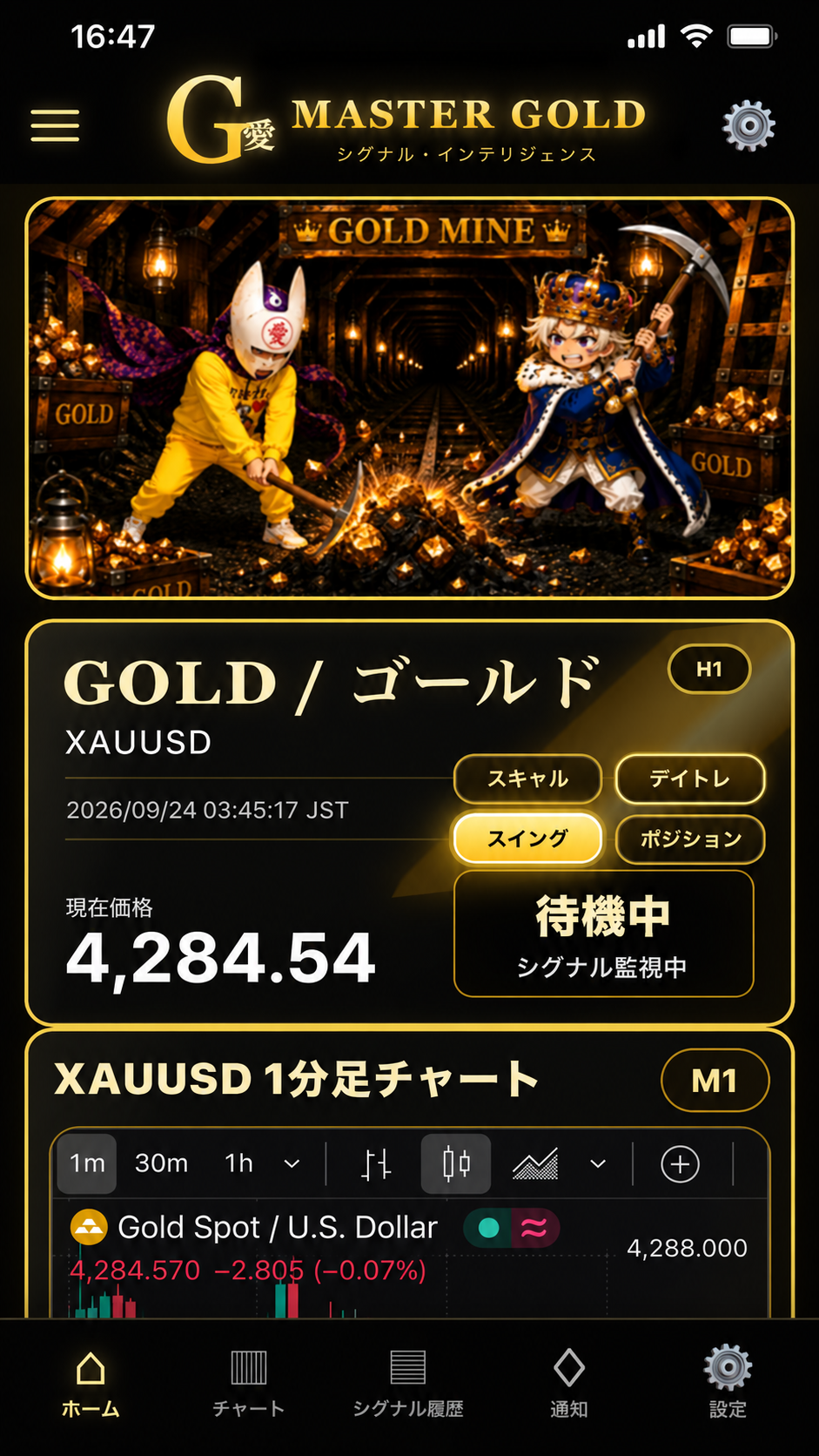 MASTER GOLD SIGNAL 実際のアプリ画面